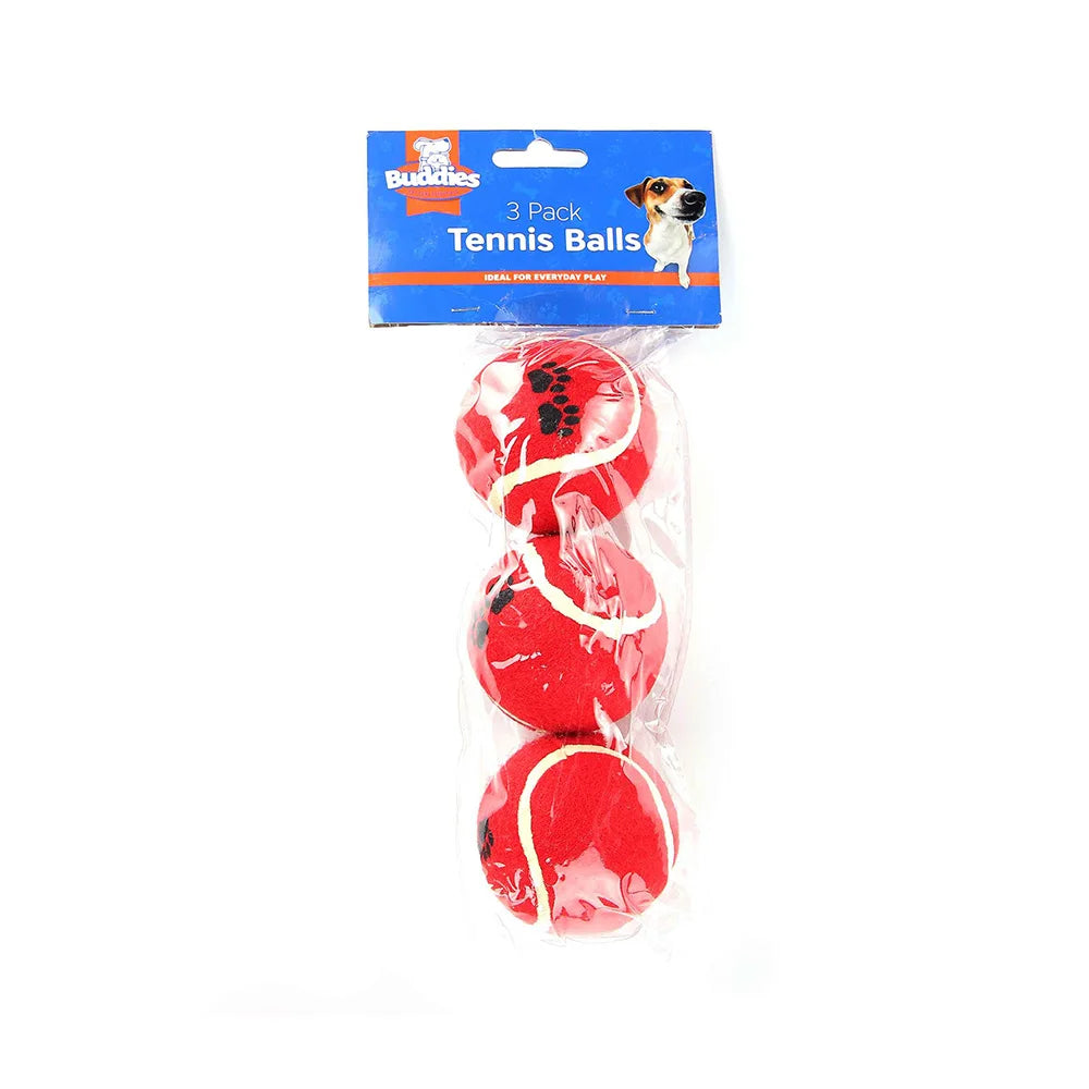 Red Tennis Balls Dog Toys 3 Pack, Durable Interactive Fetch and Chew Play for Dogs Puppies by PawHaven