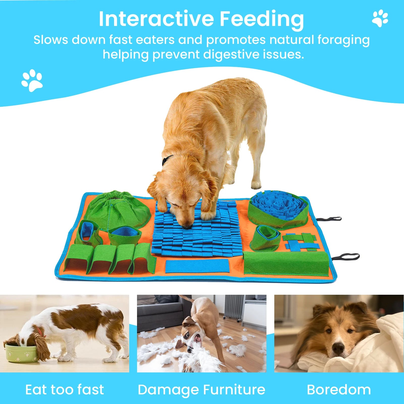 Snuffle Mat for Dogs, Interactive Feeding Game for Boredom and Mental Stimulation, Dog Feeding Mat Encourages Natural by PawHaven