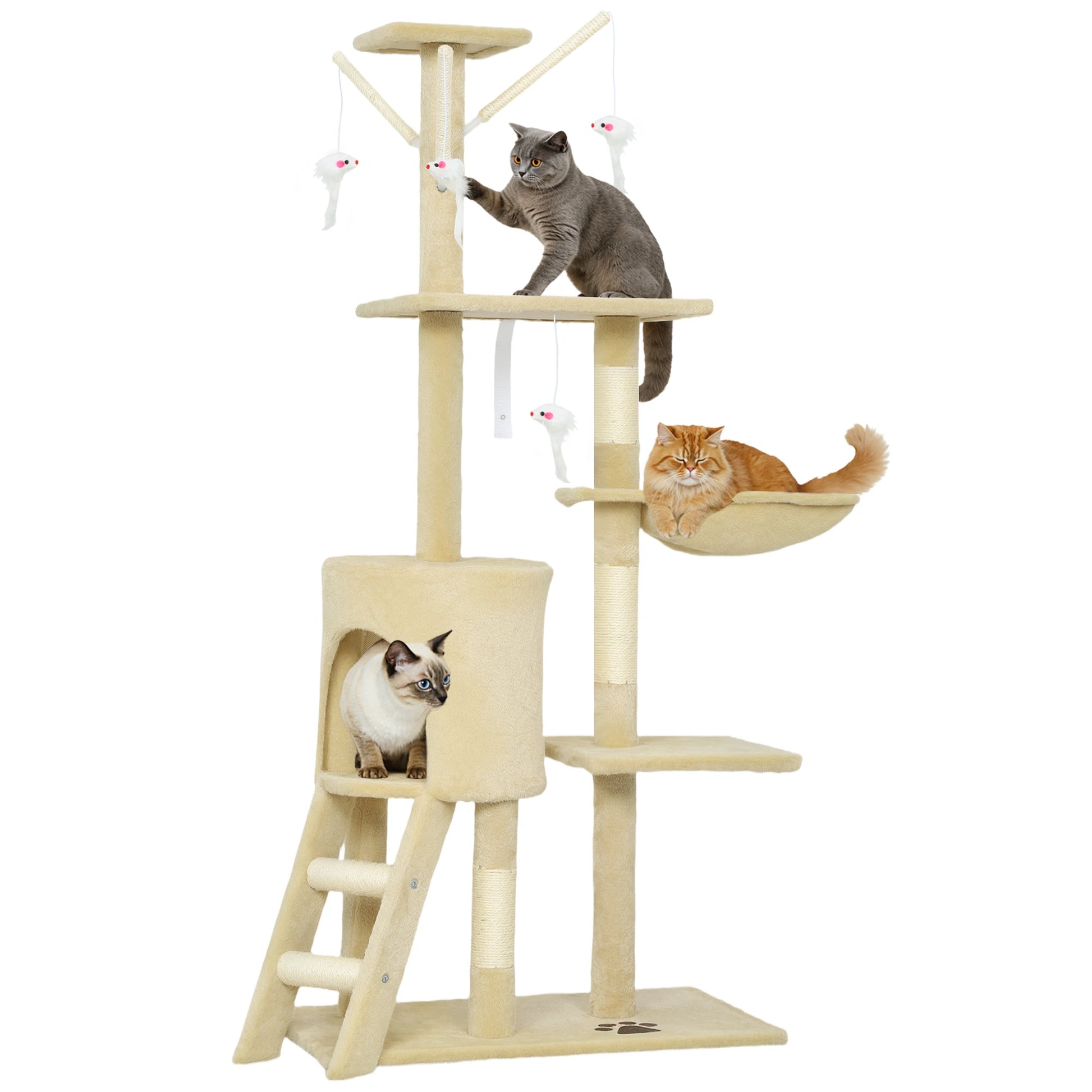 PawHut 3-Tier Cat Tree Keeps Indoor Cats Active by PawHaven