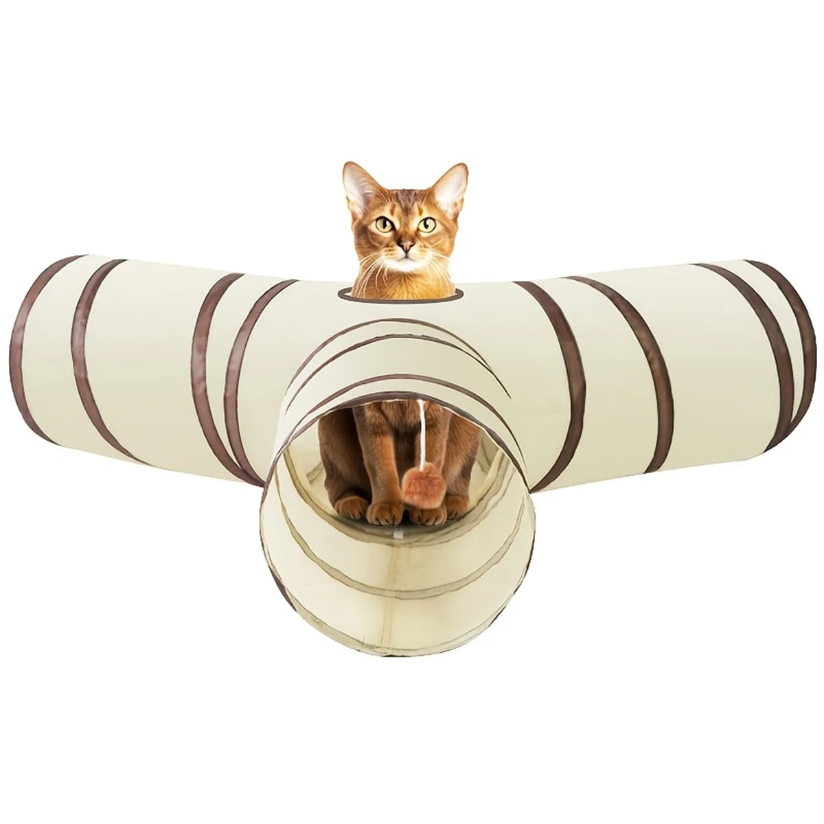 Foldable Cat Tunnel Toy, Collapsible All-in-One Pet Storage Cat Tunnel Toy Suitable for All Seasons by PawHaven