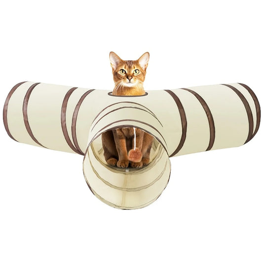 Foldable Cat Tunnel Toy, Collapsible All-in-One Pet Storage Cat Tunnel Toy Suitable for All Seasons by PawHaven