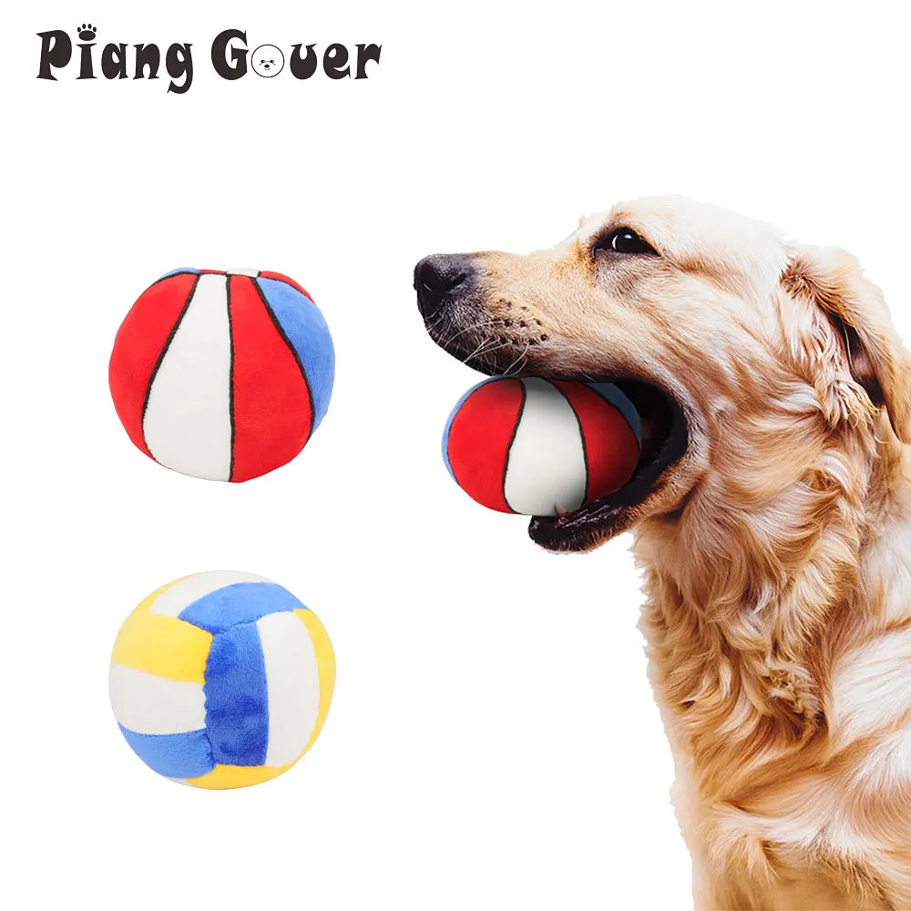 Ball Shape Plush Sound Dog Toy Puppy Chew Pet Squeak Toy For Small Medium Dogs by PawHaven