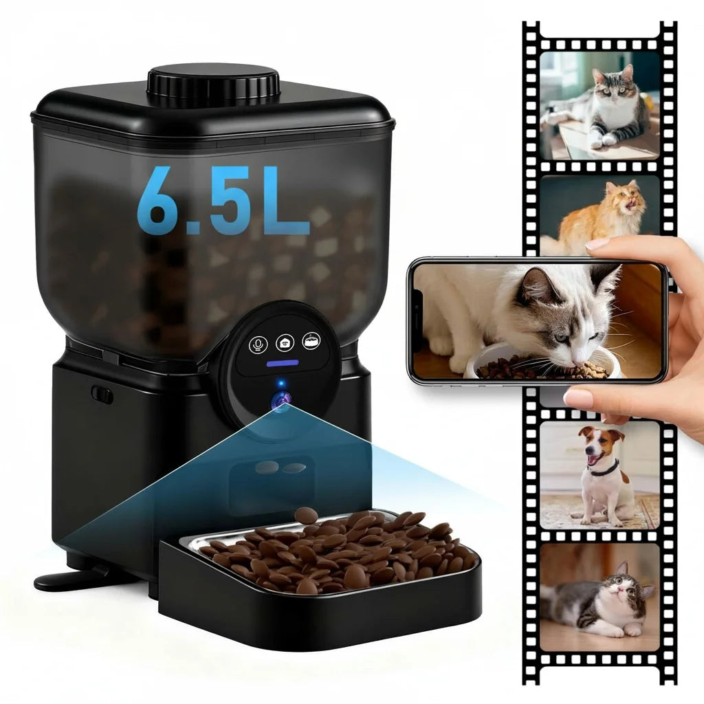 Automatic Cat Feeder Rechargeable Wifi Smart Pet Feeder App Controlled Cat Feeder With Camera Built-in battery Cat Dog Feeder by PawHaven