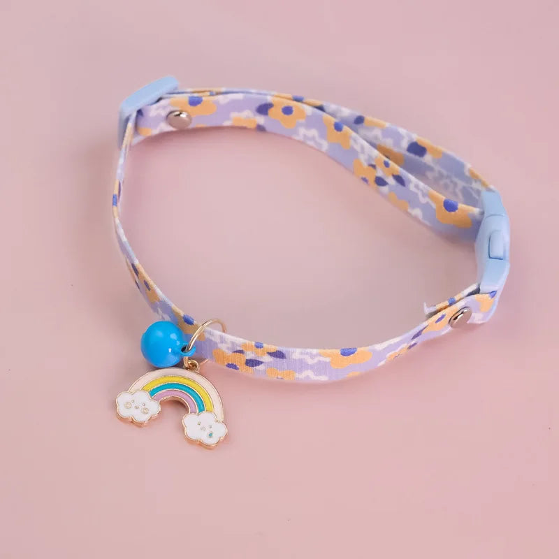Cute Daisy Pet Collar for Summer, Cat Dog Necklace with Breakaway Safety Buckle, Breathable & No Choke Summer Daisy Flower by PawHaven