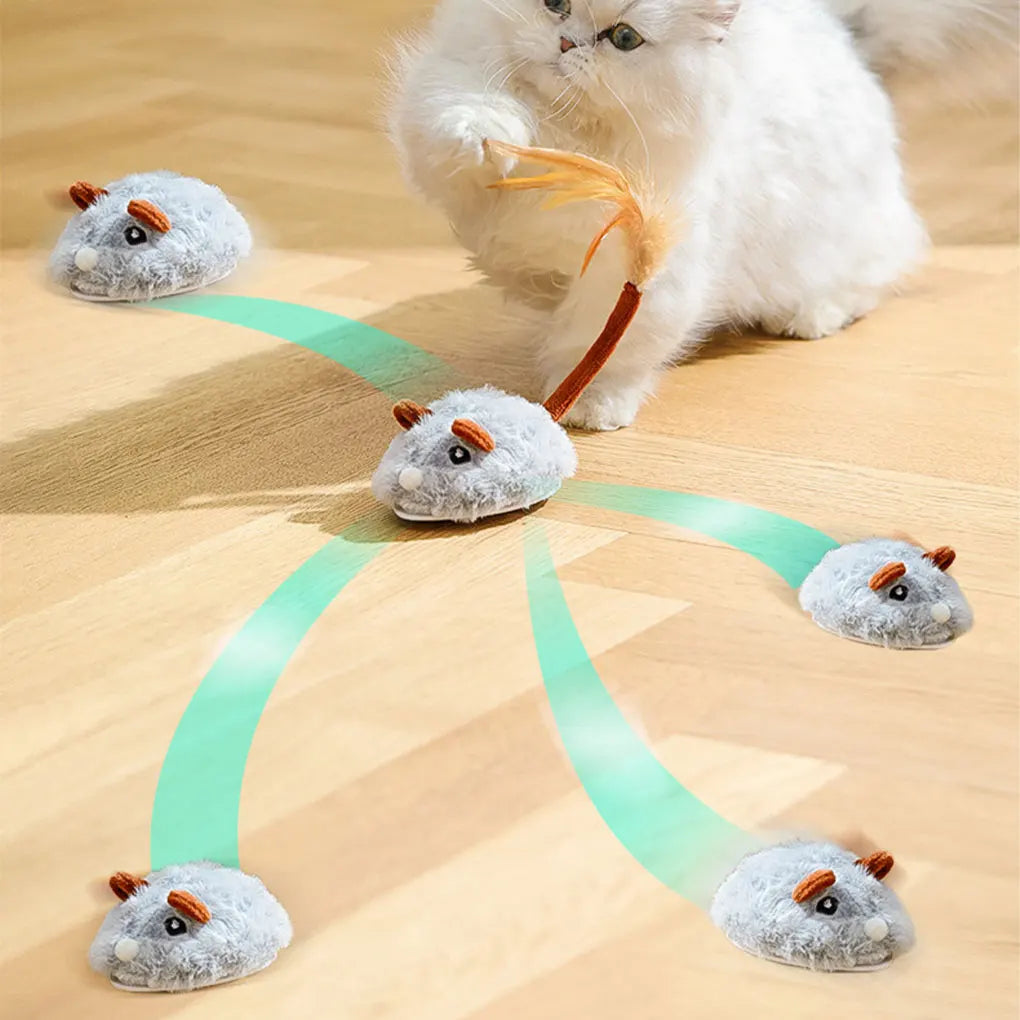 Automatic Cat Toys Made Of Cotton Wool And Silicone For Feline Friend Easy To For Charging BS light gray by PawHaven