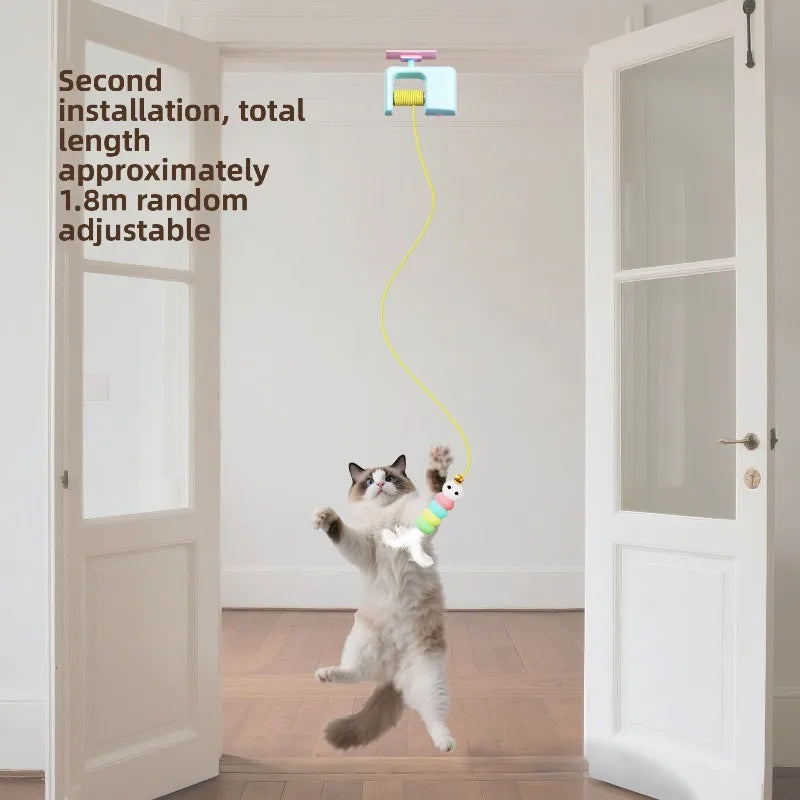 Interactive Hanging Cat Toy Caterpillar & Flying Bird Design Self-Play Teaser Wand for Indoor Cats Kitten Chasing Exercise by PawHaven