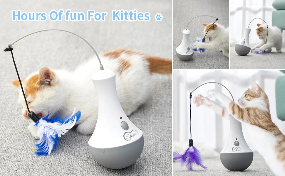 Premium Cat Feather Toy Rotating Interactive Teaser by PawHaven