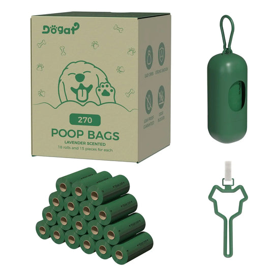 Dog Poop Bags with Dispenser - 540 Lavender Scented Waste Bags (36 Rolls) for Small/Large Dogs, Includes Carrier by PawHaven