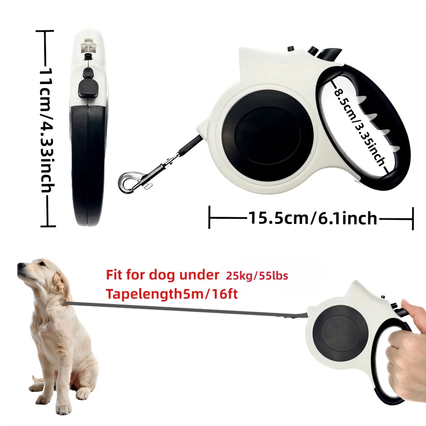 Premium Night Glow 5M Retractable Dog Leash by PawHaven