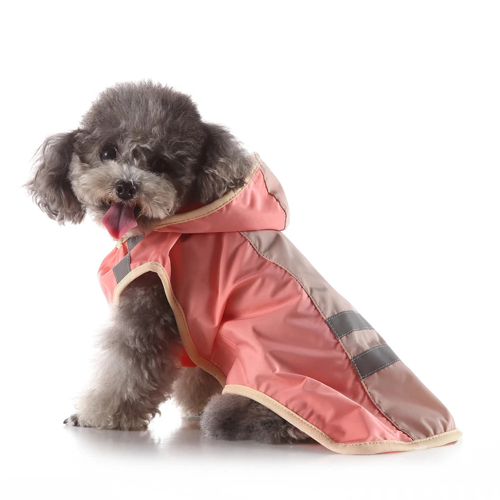 Pink Reflective Dog Raincoat, Waterproof Hooded Pet Jacket, Cute Dog Rain Gear for Small Medium Breeds by PawHaven