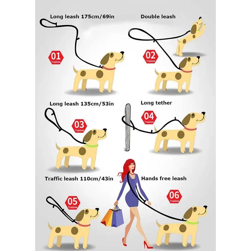 TrueLove Hand Free Dual Dog Lead Reflective 2 Dogs by PawHaven