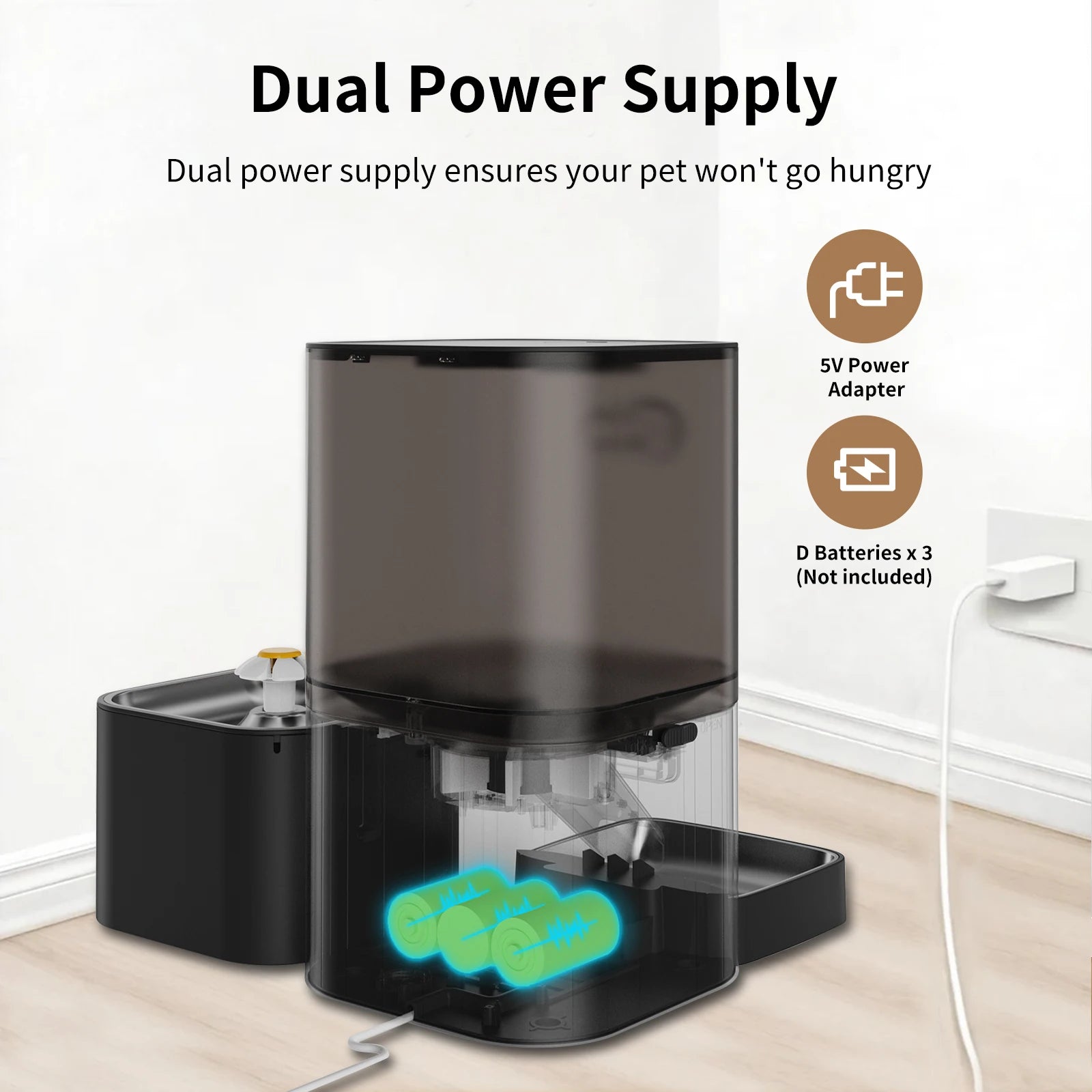 DOEL 2-in-1 Smart Cat Feeder 6L Dry Feeder & 2.5L Cat Water Fountain w/ App Control Timed Feeding For Small Dogs Food Dispenser by PawHaven