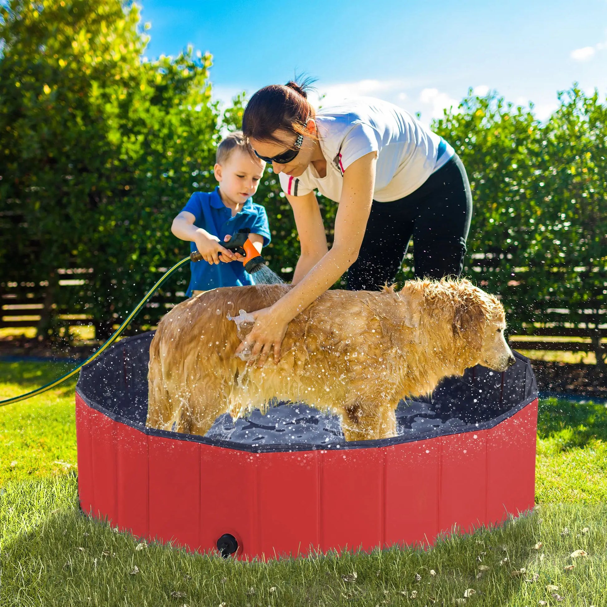 PawHut Foldable Pet Paddling Pool Non Slip Indoor Outdoor by PawHaven