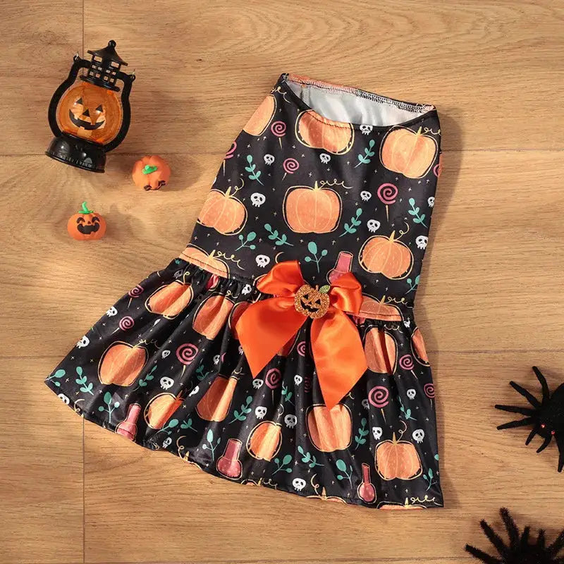 Halloween Pet Dress Pumpkin Costume for Small Medium Dogs Teddy Pomeranian Cross Border Hot Sale by PawHaven