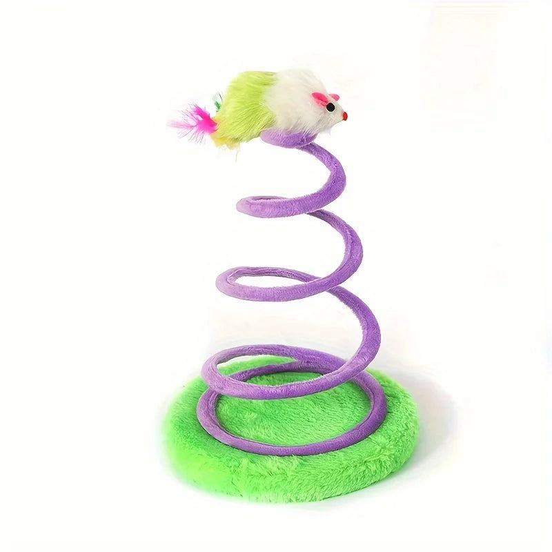 1 PCS Cat Spring Toy Color Mouse Teasing Cat Toy Plush Spring Cat Interactive Toy Feather Self-Hilarious Toy by PawHaven
