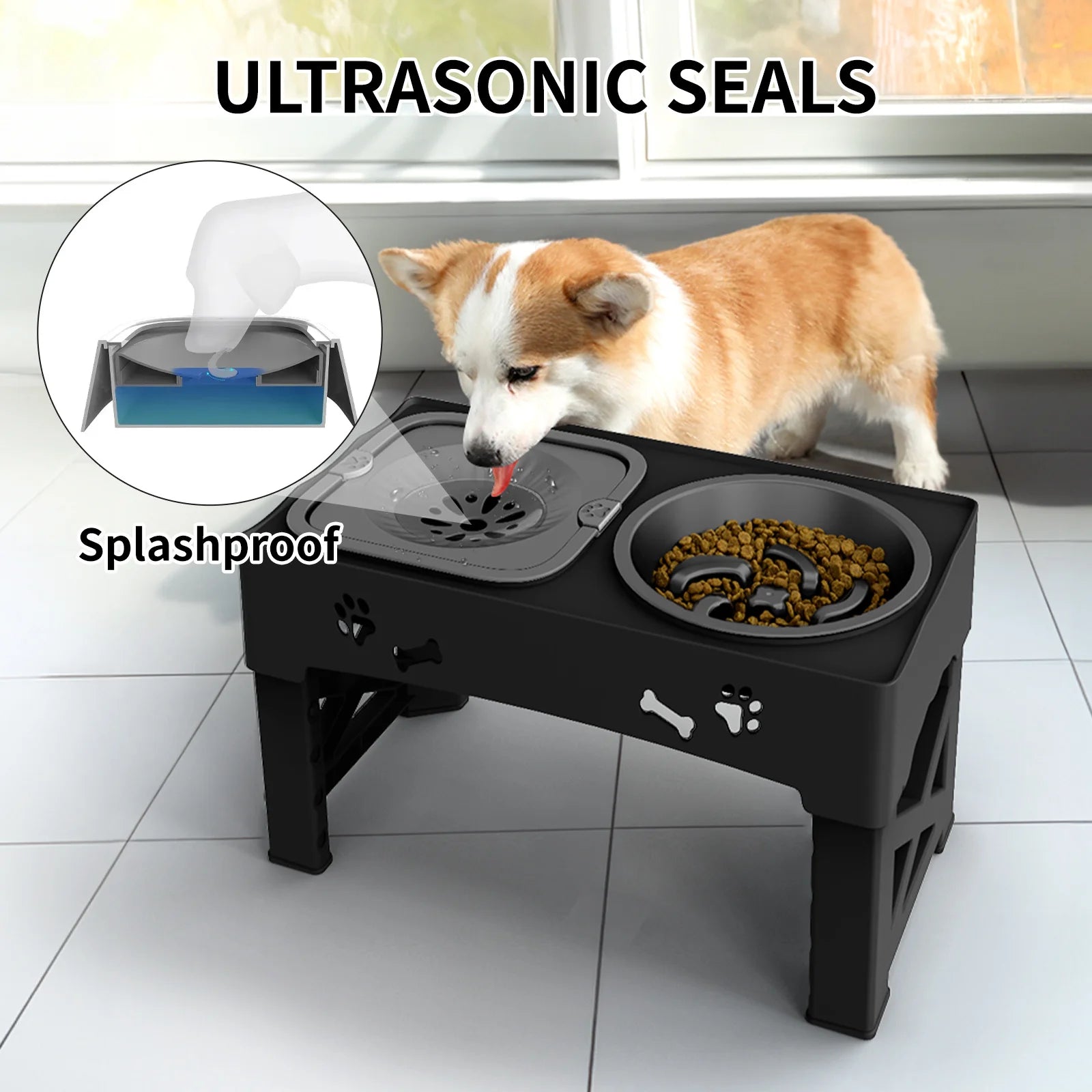 Raised Dog Bowl Stand for Cats and Dogs Pet Feeder Bowls Double Feeder High Stand for Small Medium and Large Dogs Cats by PawHaven