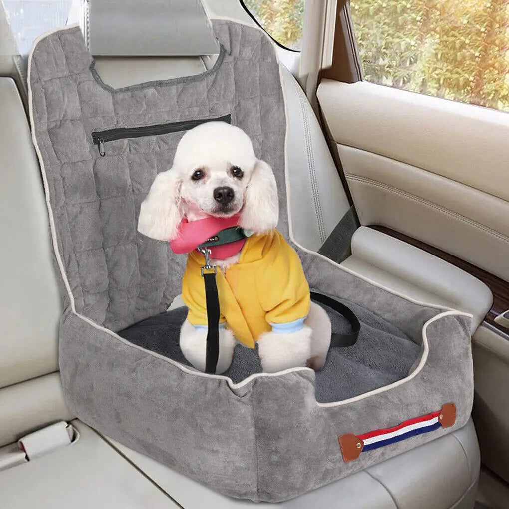 Dog Car Seat Protector Travel Anti-Slip Pet Booster Seat with Storage Pockets and Safety Leash Car Carrier Bed Hold 14kg by PawHaven