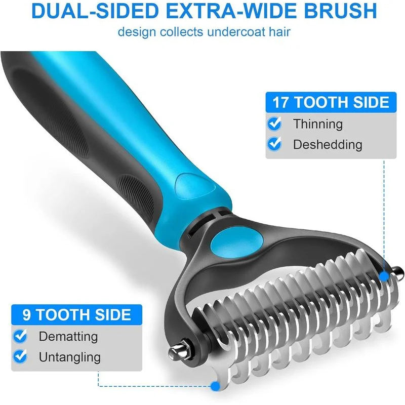 2in1 Stainless Pet Deshedding Brush Dog Hair Remover Pet Fur Knot Cutter Puppy Cat Comb Brushes Dogs Grooming Shedding Supplies by PawHaven