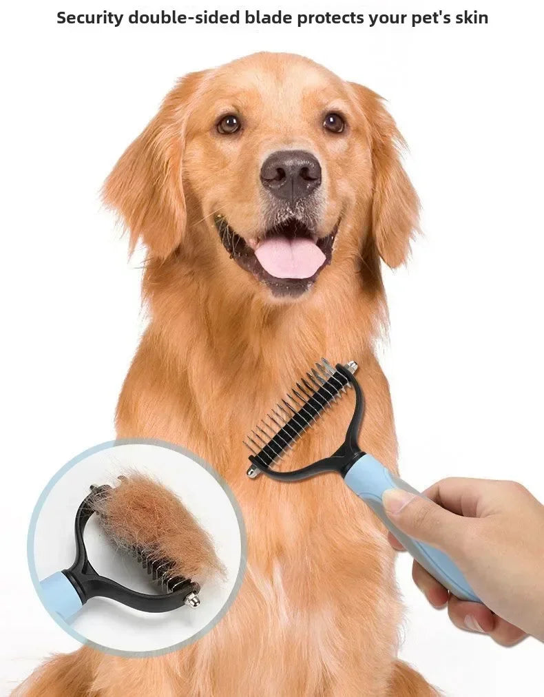 1pc Stainless Steel Dual Sided Pet Comb, Dog Cat Tangle Remover Brush, Portable Grooming Accessory for Household Pets by PawHaven