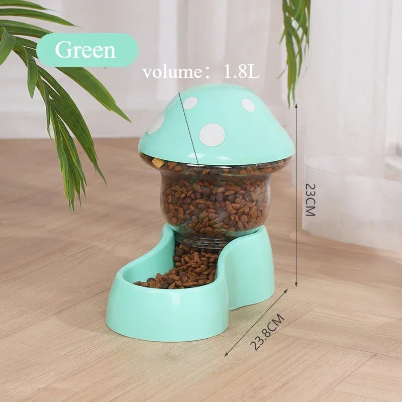 2026 Cute Mushroom Shaped Automatic Cat Feeder Large Capacity Pet Food Storage Container Cat Food Bowl Pet Daily Supplies by PawHaven