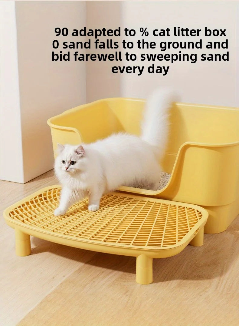 Cat Litter Box Sand Control Mat with Double Layer Filter Leak Proof Design for Open Closed Style by PawHaven
