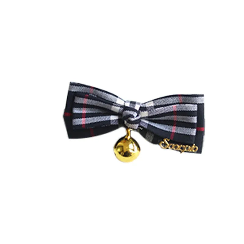 Cute Strawberry Butterfly Bow Pet Collar, British Plaid Adjustable Bell Collar for Cats and Small Medium Dogs Plaid Pet Collar by PawHaven