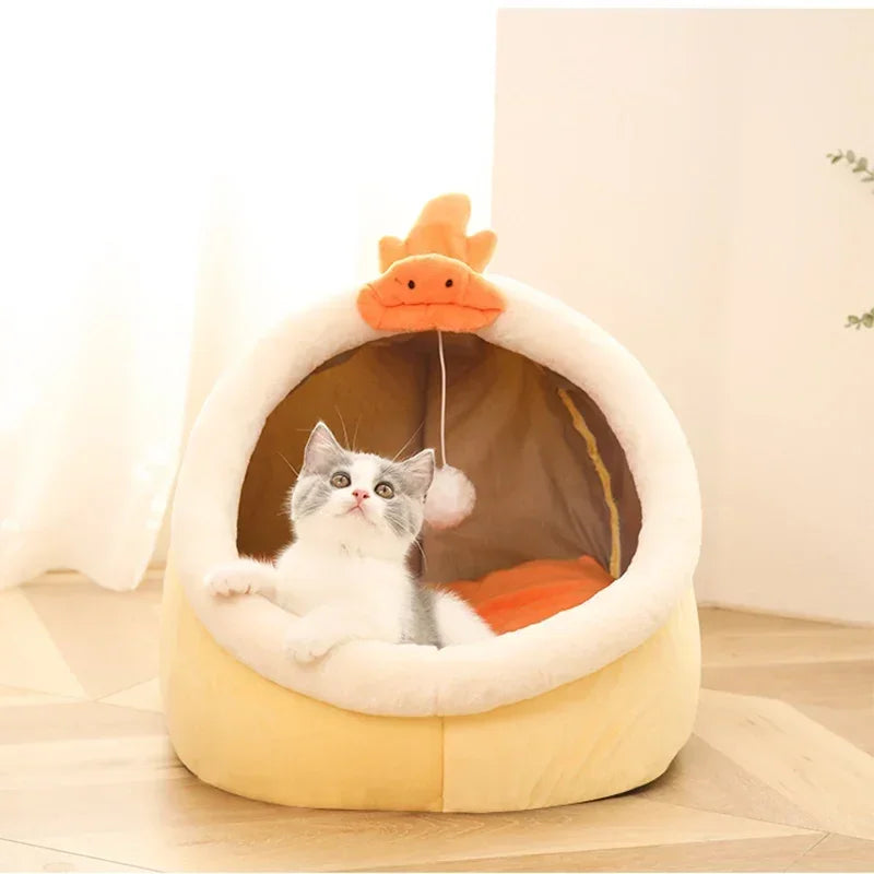 Cat Pad Bed Sweet Soft Warm Pet Basket Cozy Kitten Lounger Cushion Pet House Tent Small Dog Mat For Washable Cats winter Beds by PawHaven