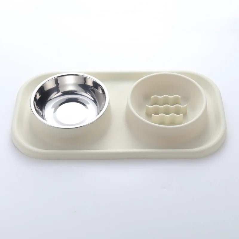 2-in-1 Silicone Pet Double Bowl Set, Anti-Spill Non-Slip Feeding Bowl Mat for Cats & Dogs Anti-Leak Anti-Gulping Feeding Bowl by PawHaven
