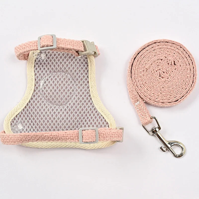 Dog Harness Outdoor Walking Leash Collar Set Adjustable Soft Cute breathable Cat Harness for Small Medium Pet Collar Leash by PawHaven