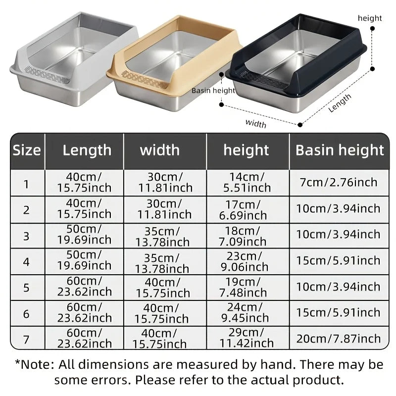 Stainless Steel Litter Box, Semi-enclosed Splash-proof And Leak-proof Design, Removable Lid, Suitable For Big Cats, And More by PawHaven