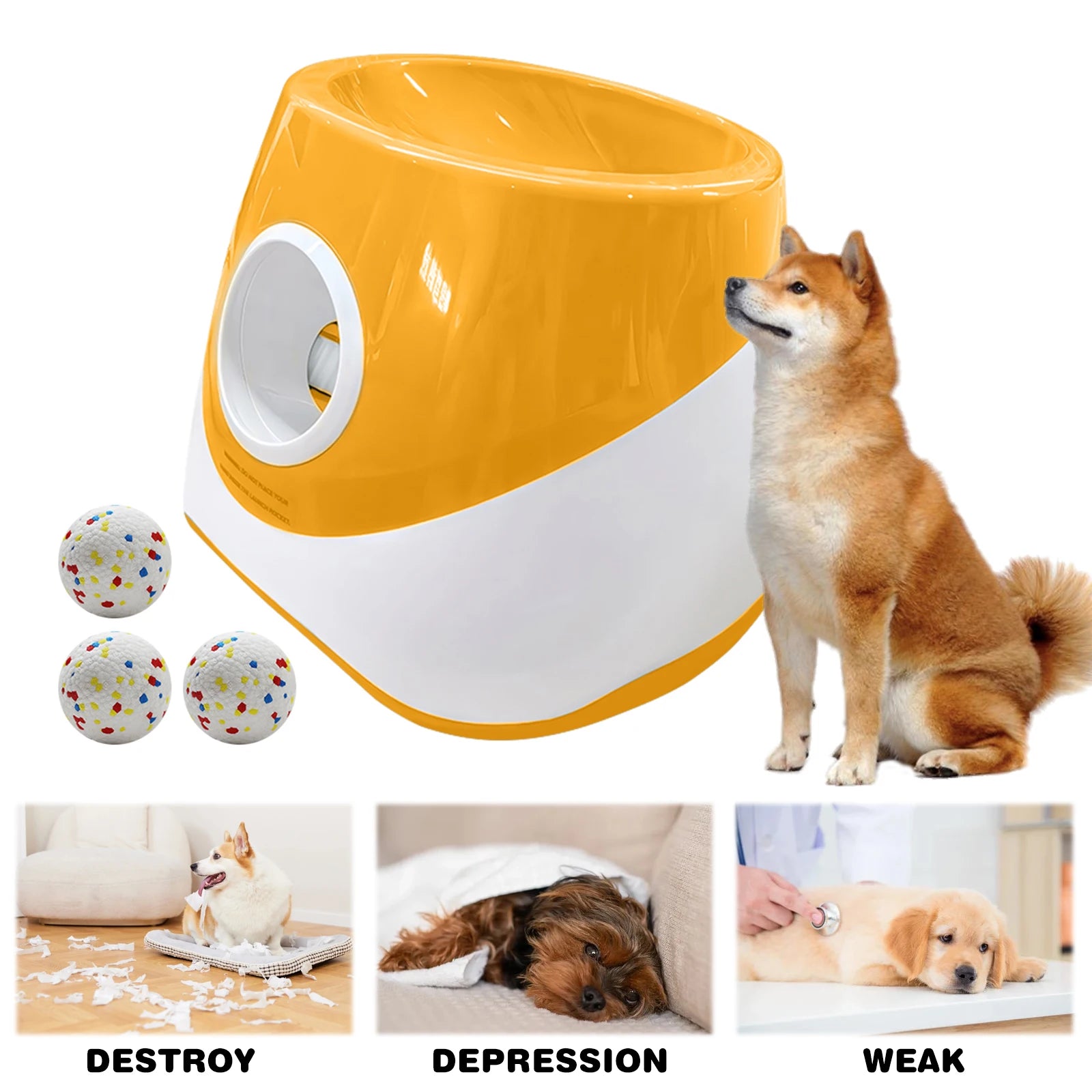 Automatic Dog Ball with 3 Distance for Medium & Small Dogs (Orange) by PawHaven