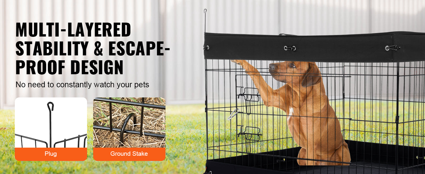 SucceBuy Dog Playpen Panels Foldable Metal Pet Exercise Pen Dog Fence Indoor Outdoor Pen with Top Cover & Bottom Pad for Dogs by PawHaven