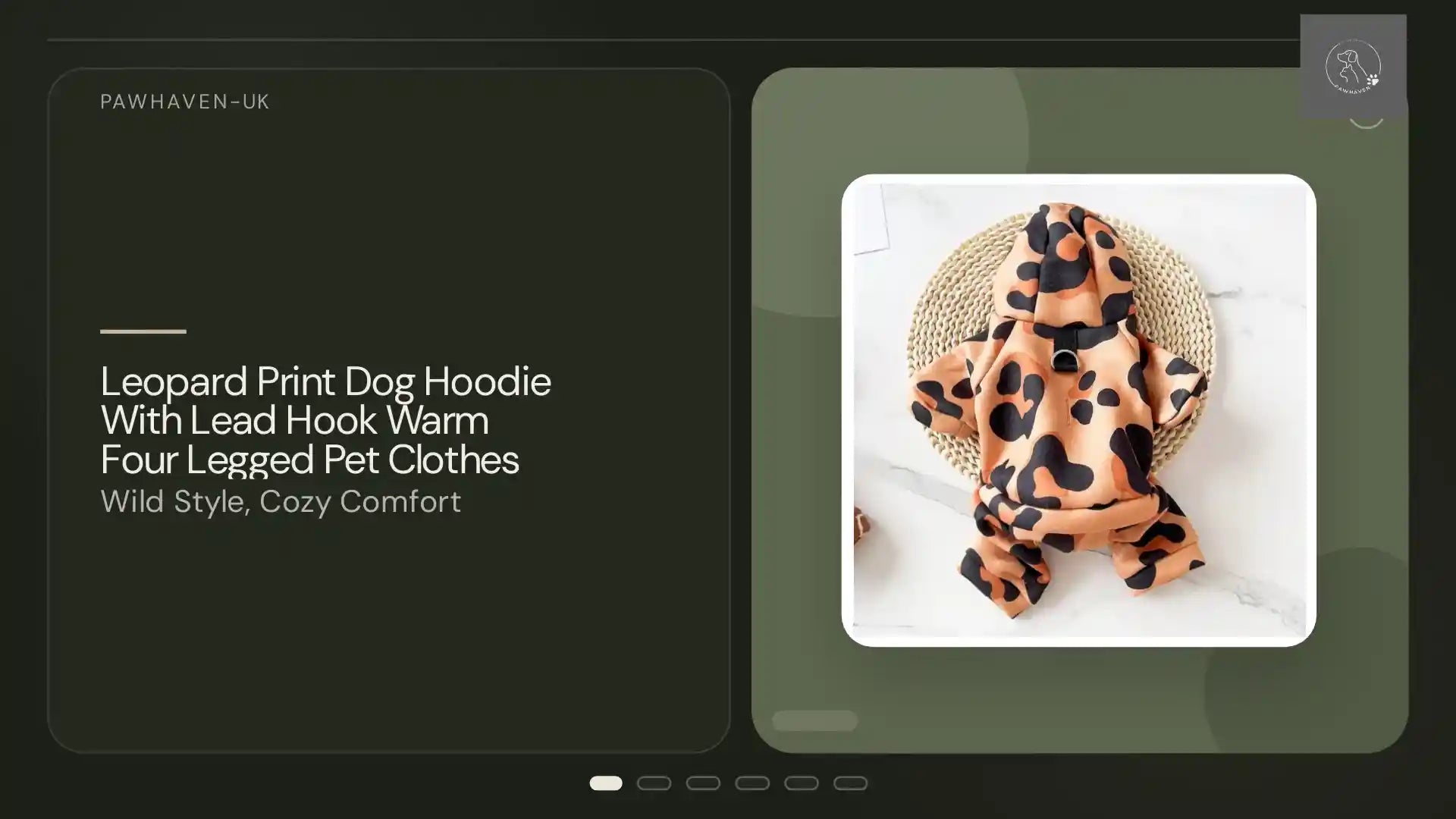 Leopard Print Dog Hoodie With Lead Hook Warm Four Legged Pet Clothes by@Outfy