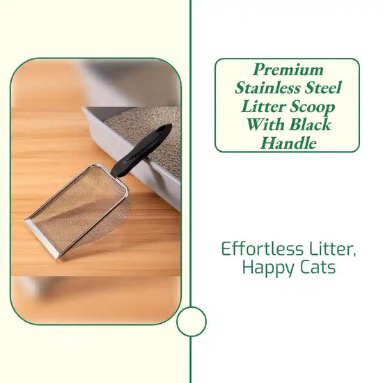 Premium Stainless Steel Litter Scoop With Black Handle by@Outfy