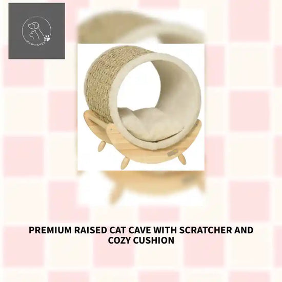 Premium Raised Cat Cave With Scratcher And Cozy Cushion by@Outfy
