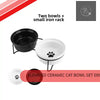 Elevated Ceramic Cat Bowl Set Ergonomic Tilted Feeder by@Outfy