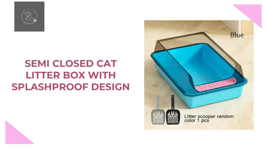 Semi Closed Cat Litter Box With Splashproof Design by@Outfy