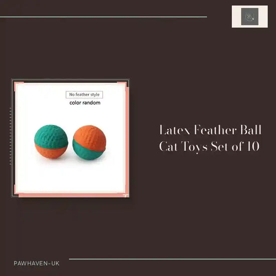 Latex Feather Ball Cat Toys Set of 10 by@Outfy