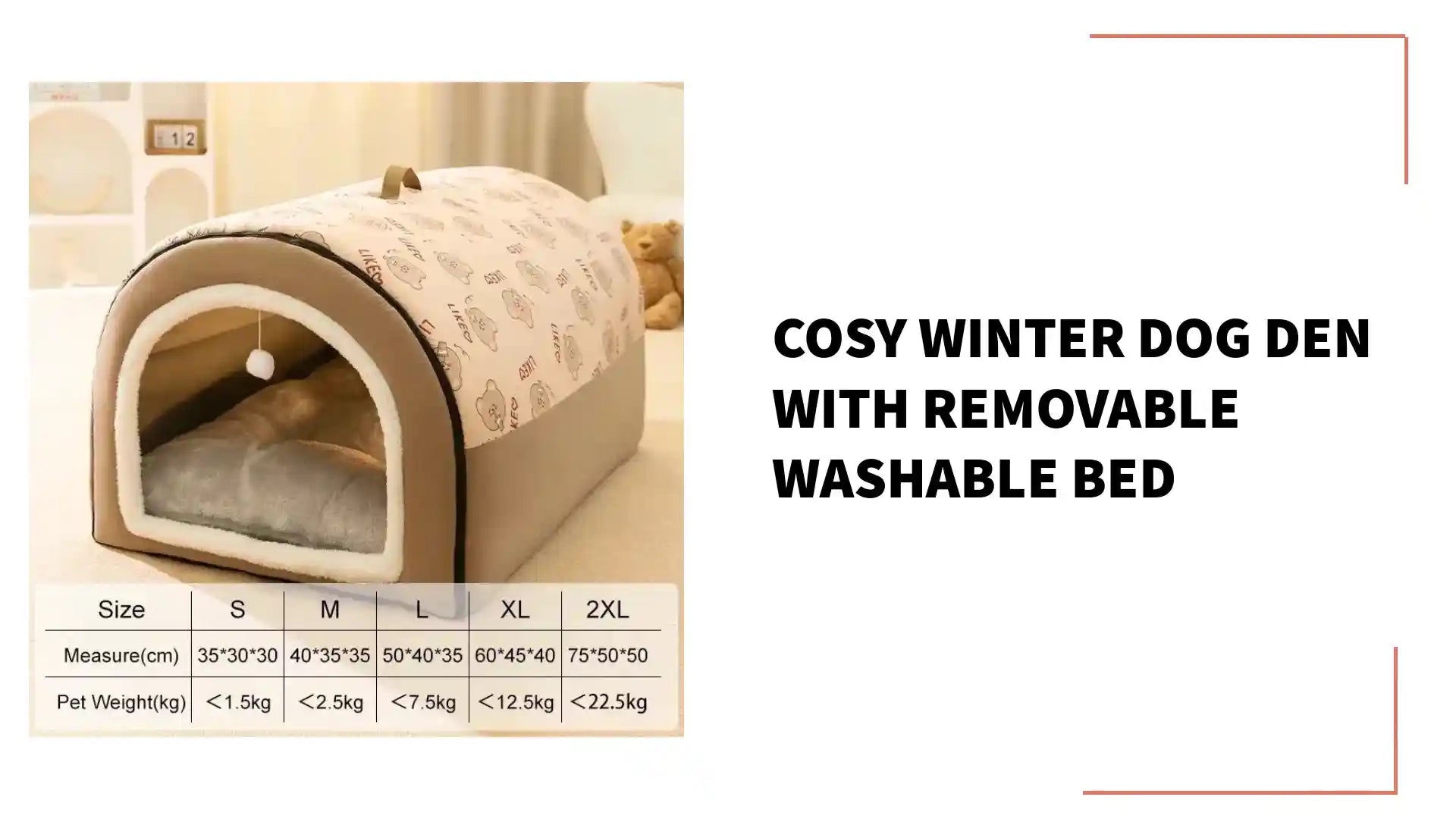 Cosy Winter Dog Den With Removable Washable Bed by@Outfy