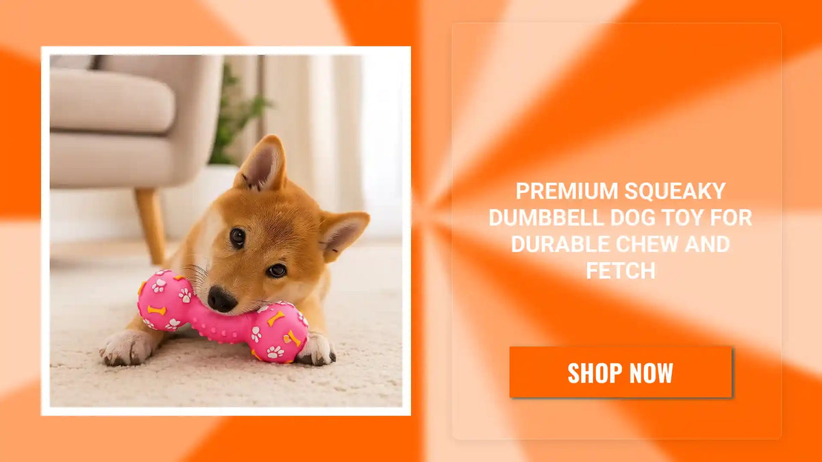 Premium Squeaky Dumbbell Dog Toy For Durable Chew And Fetch by@Outfy