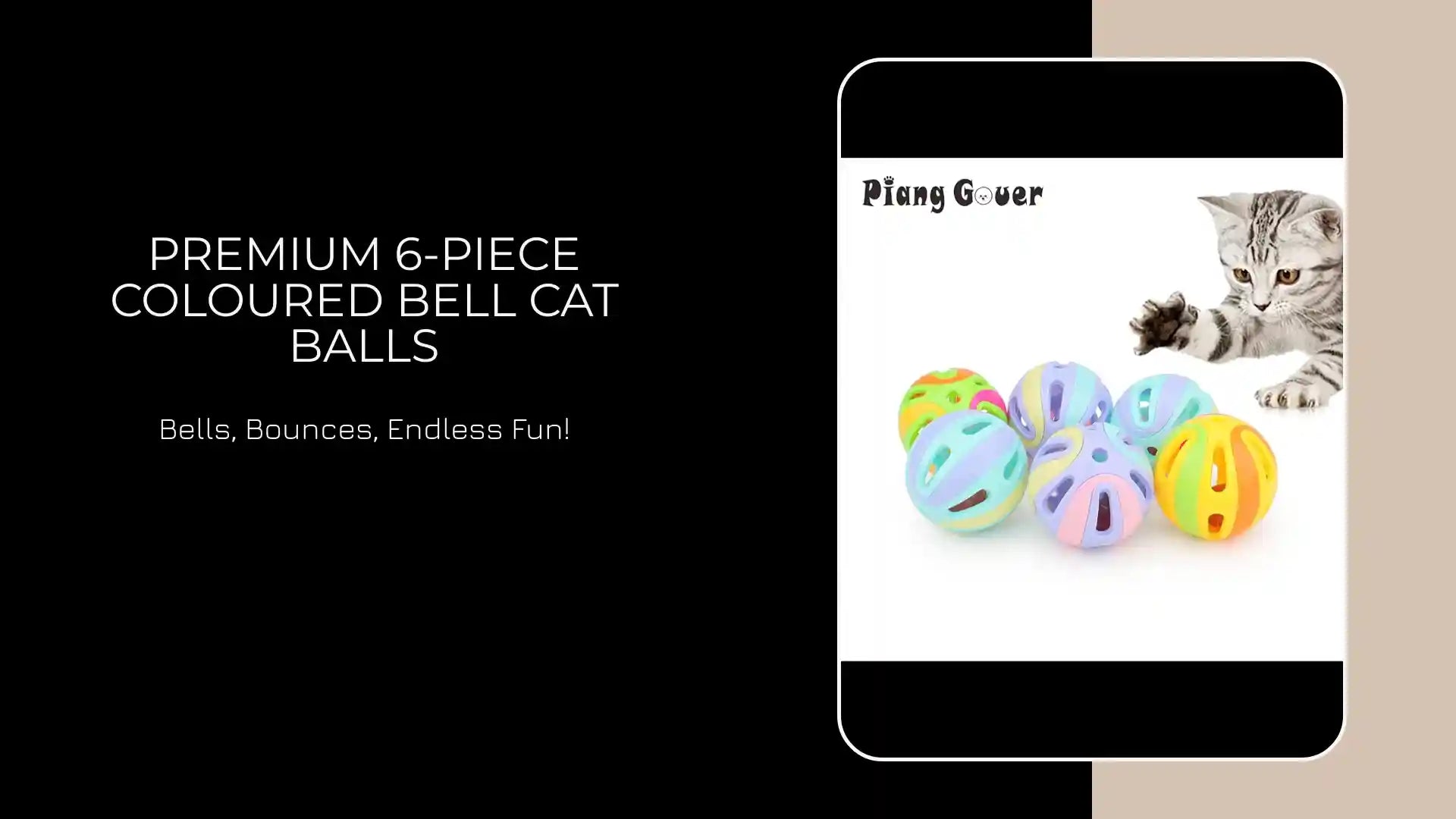 Premium 6-Piece Coloured Bell Cat Balls by@Outfy
