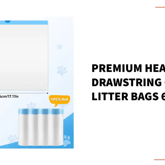 Premium Heavy Duty Drawstring Cat Litter Bags 60 Pack by@Outfy