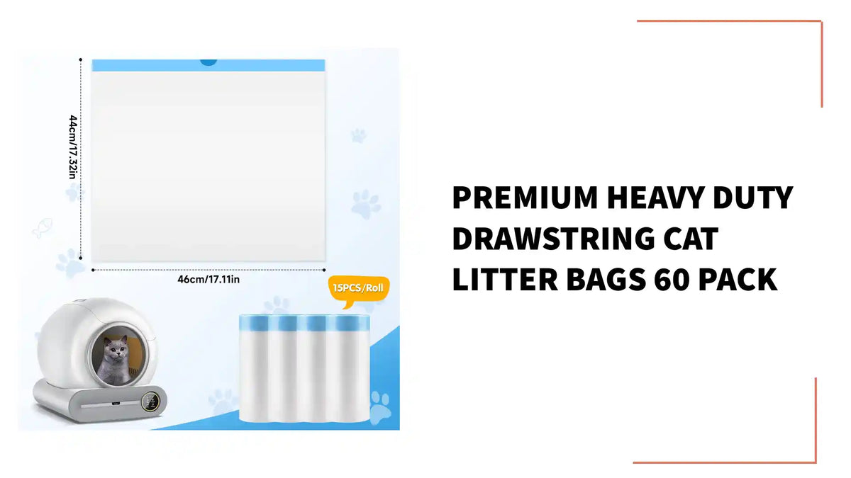 Premium Heavy Duty Drawstring Cat Litter Bags 60 Pack by@Outfy