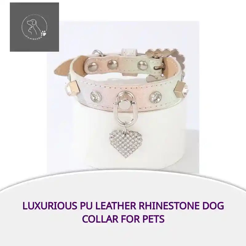 Luxurious PU Leather Rhinestone Dog Collar For Pets by@Outfy