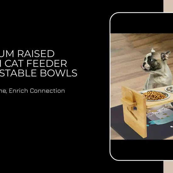 Premium Raised Wooden Cat Feeder With Adjustable Bowls by@Outfy
