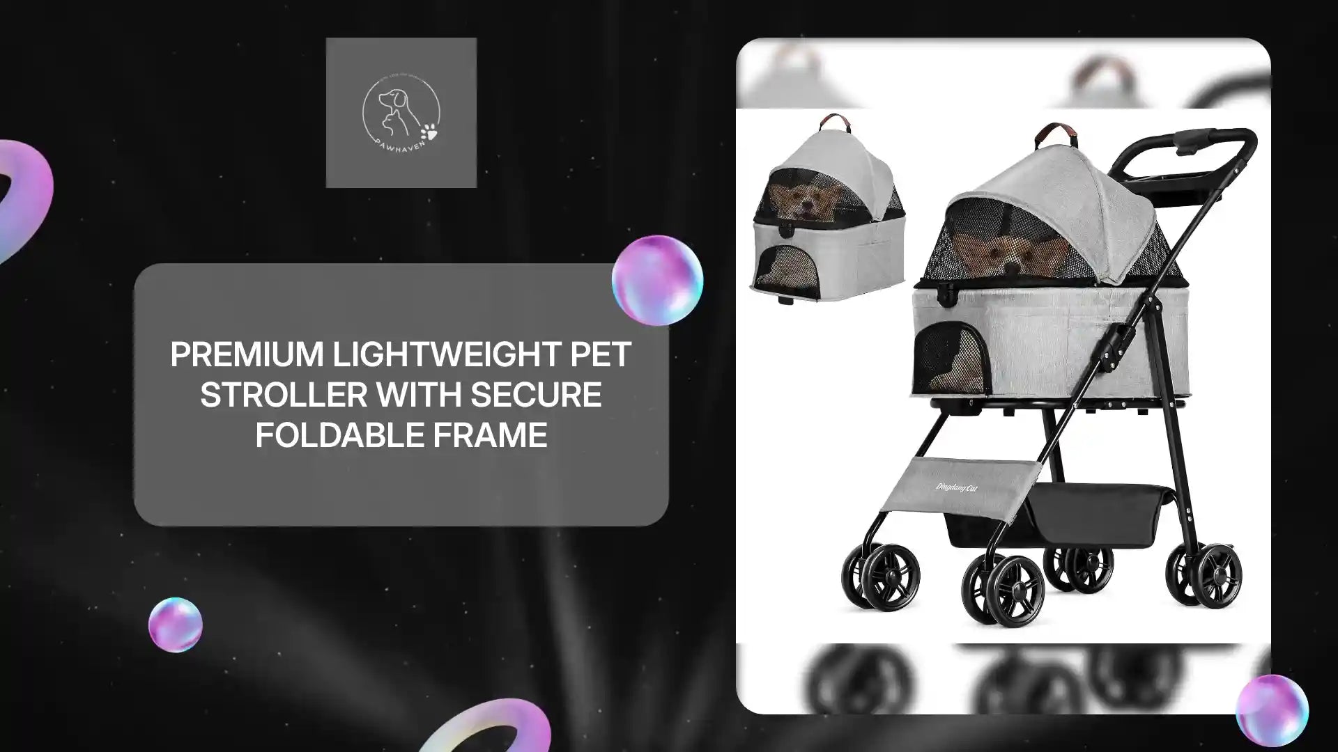 Premium Lightweight Pet Stroller With Secure Foldable Frame by@Outfy