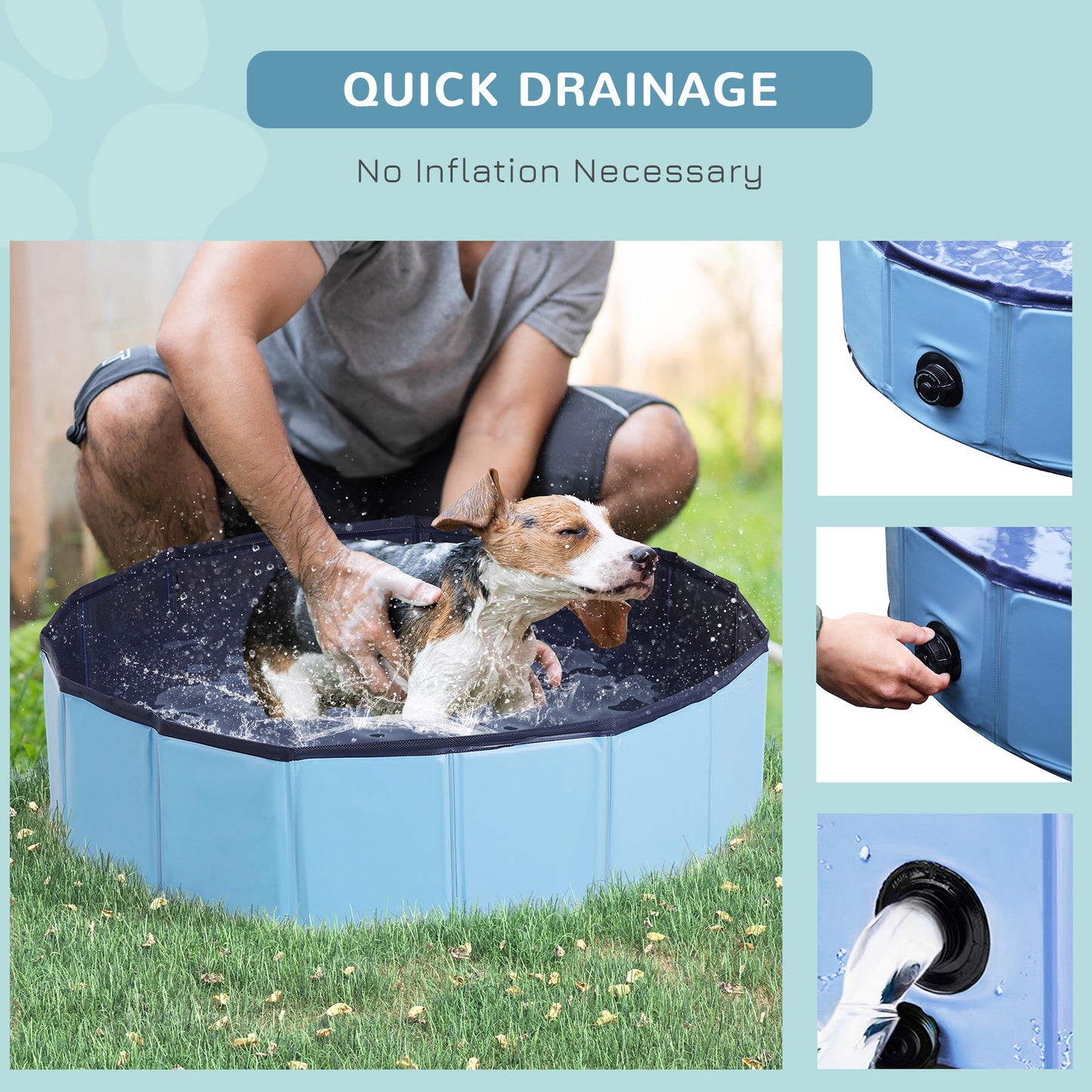 PawHut Foldable Pet Paddling Pool Non Slip Indoor Outdoor by PawHaven