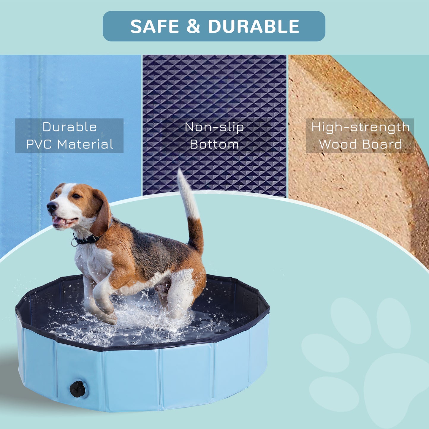 PawHut Foldable Pet Paddling Pool Non Slip Indoor Outdoor by PawHaven